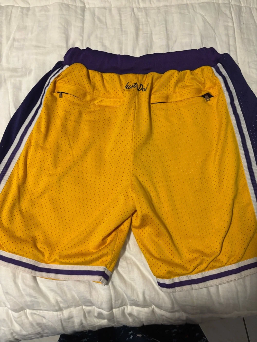 Just Don Gold and Purple Mesh Basketball Shorts